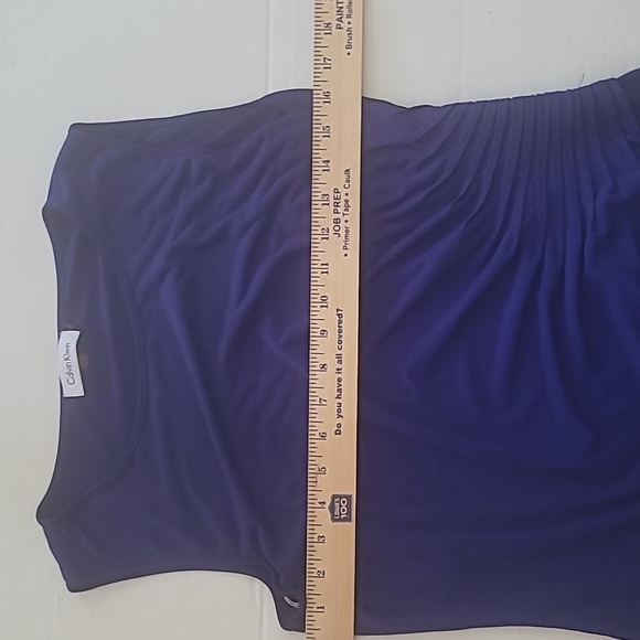 Calvin Kline Short Sleeve Ruched Side panel scoop neck Blouse SZ M - Picture 8 of 9